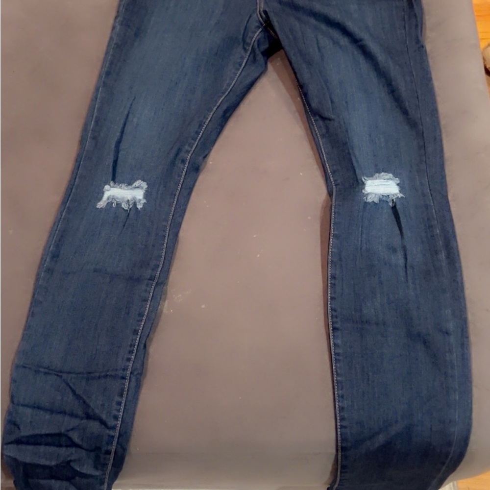 Posh Blue Skinny Jeans Distressed Style